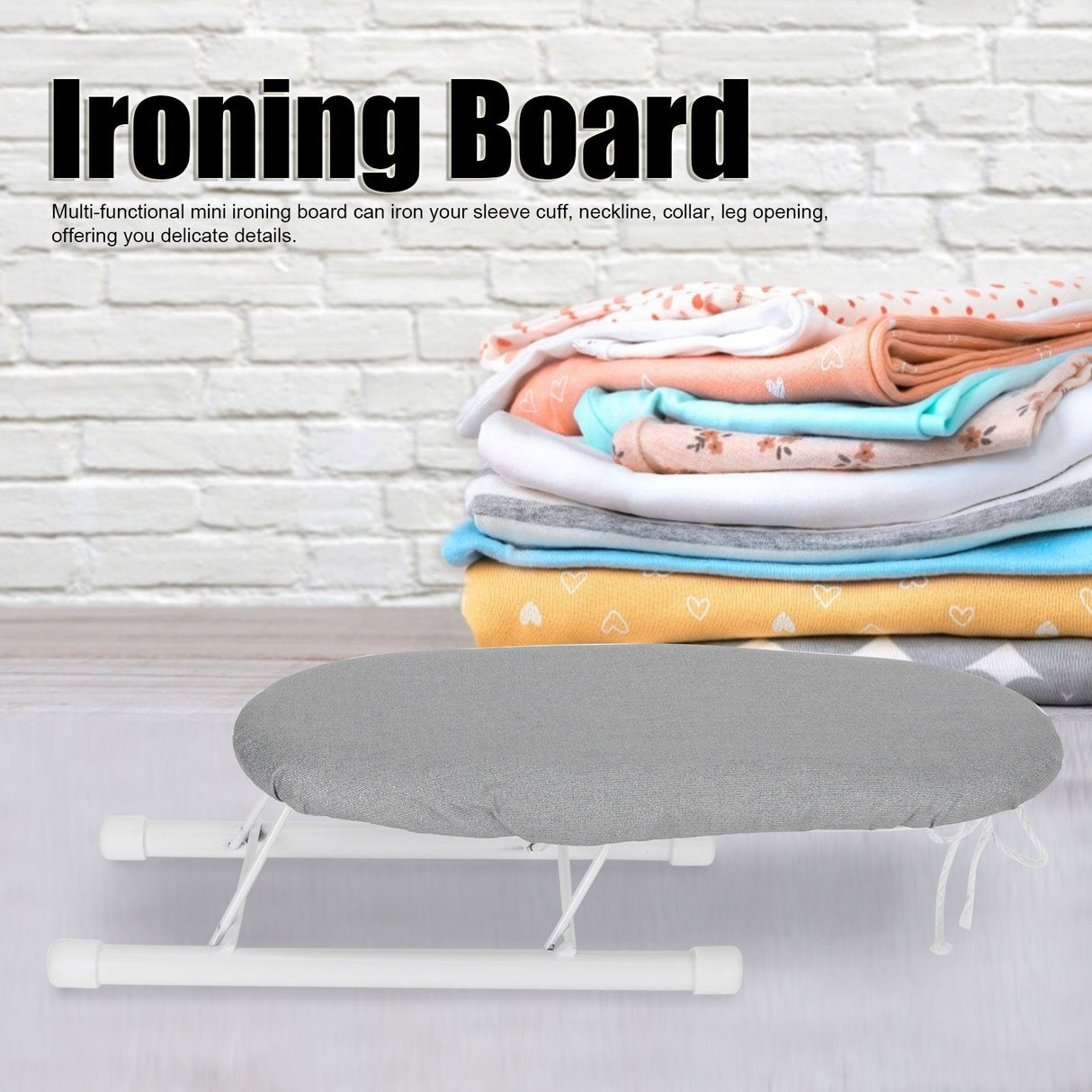 Mini Ironing Board Foldable Sleeve Cuffs Collars Ironing Table for Home Travel UseSilver Cloth