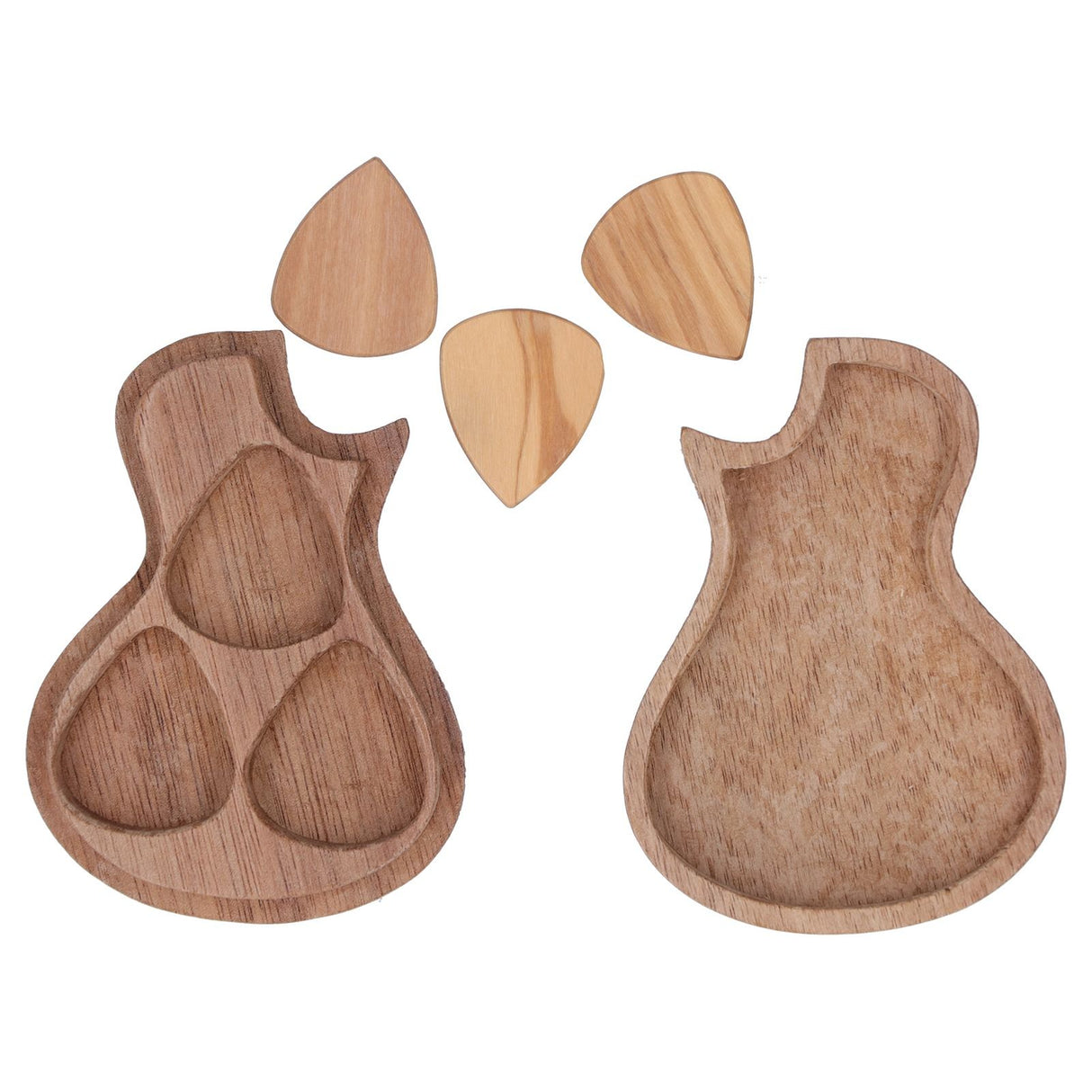 Guitar Pick Box Holder Collector with 3Pcs Wooden Picks Musical Instrument Accessory
