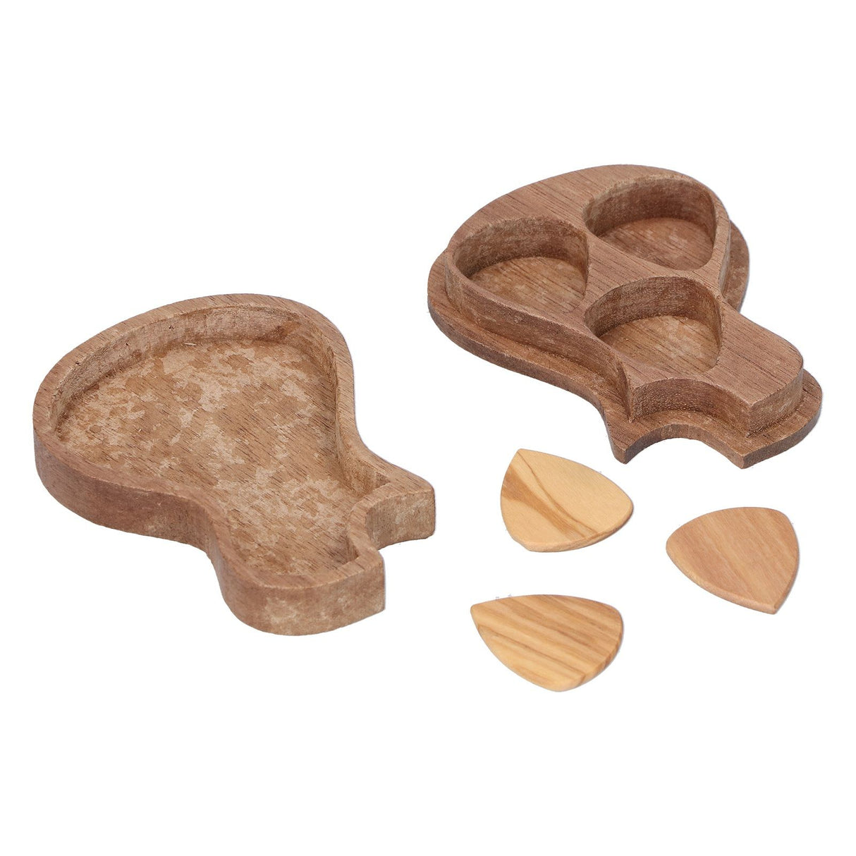 Guitar Pick Box Holder Collector with 3Pcs Wooden Picks Musical Instrument Accessory