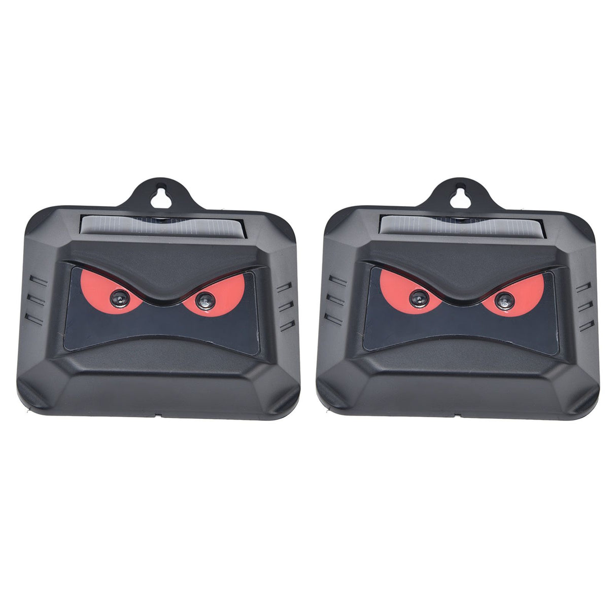 2pcs Animal Repeller Red LED Strobe Lights Waterproof Design Solar Automatic Charging ABS Housing Black Deterrent Tool