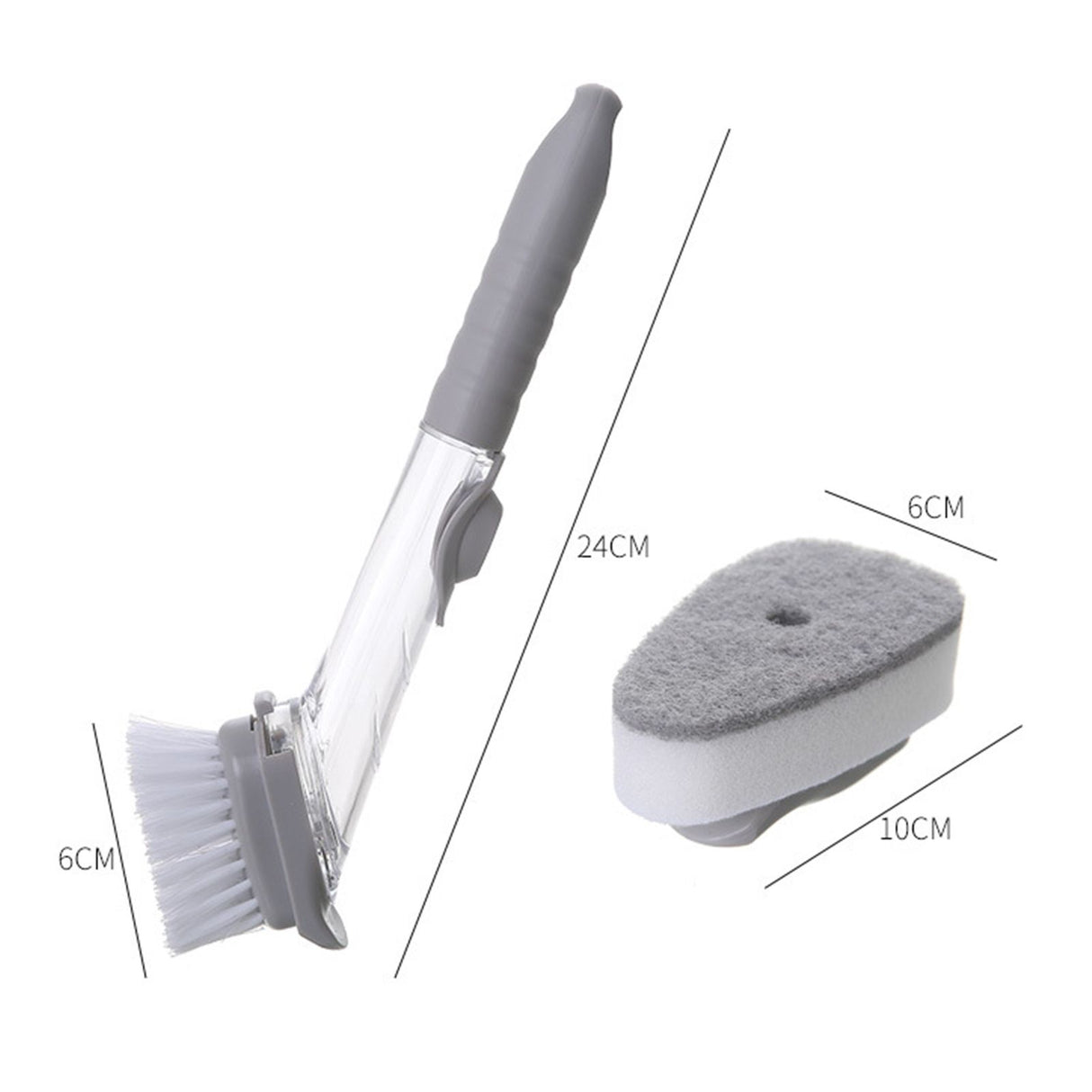 Hydraulic Brush Automatic Adding Liquid Pot Soft Kitchen Brush Kitchen Utensils for Pot Bowl1Pc Handle 1Pc Brush 1Pc Sponge