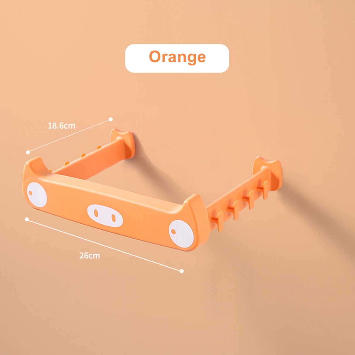 Trash Bag Holder Cartoon Pig Style Punch Free Sturdy Durable PP Space Saving Wall Mounted Utensil HangerOrange