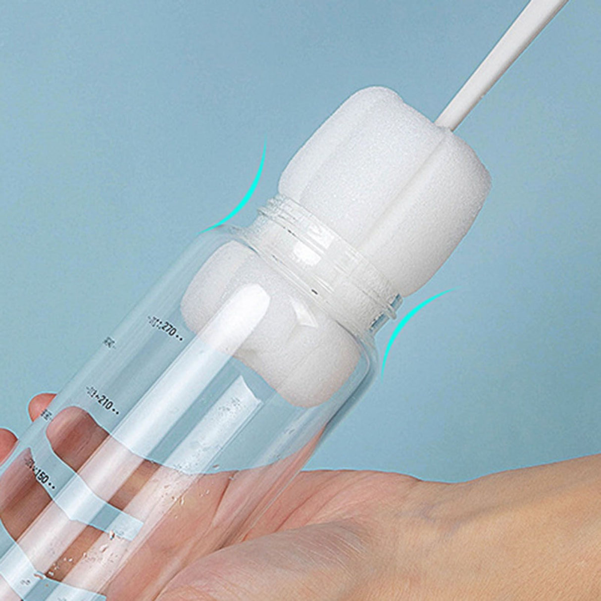 Long Handle Sponge Bottle Brush 360° Cleaning Elastic Flexible Hanging Hole Design Soft Sponge Bottle Cleaning BrushWhite