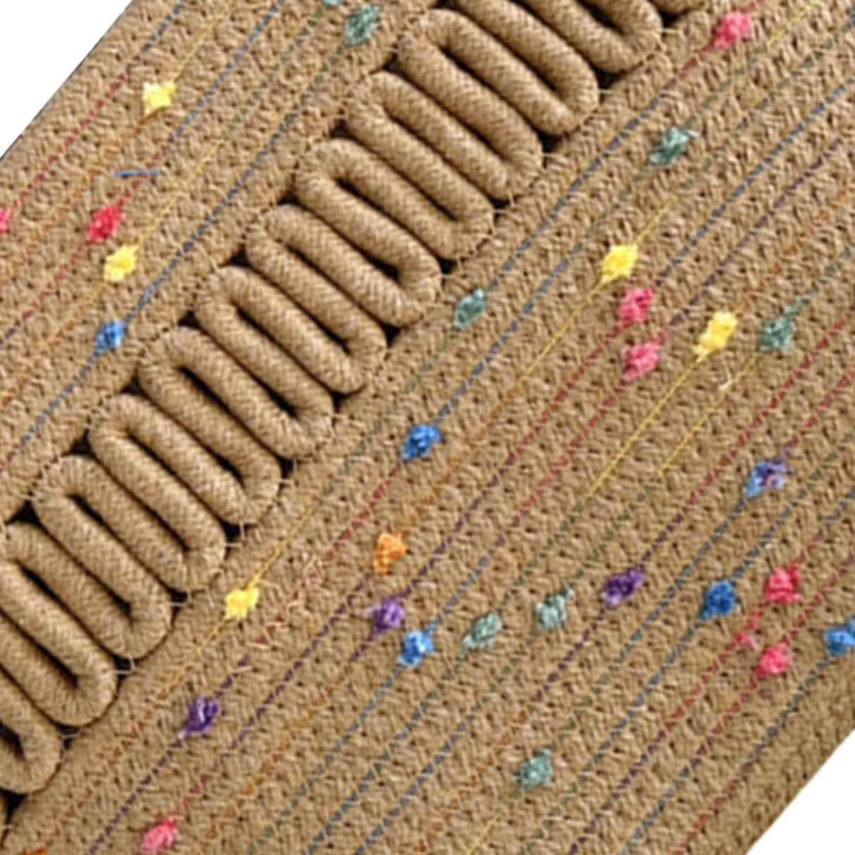 Straw Bag Woven Papyrus Large Capacity Simple Hollow Design Woven Basket Bag for Travel Holiday Colorful Dots in Light Tan