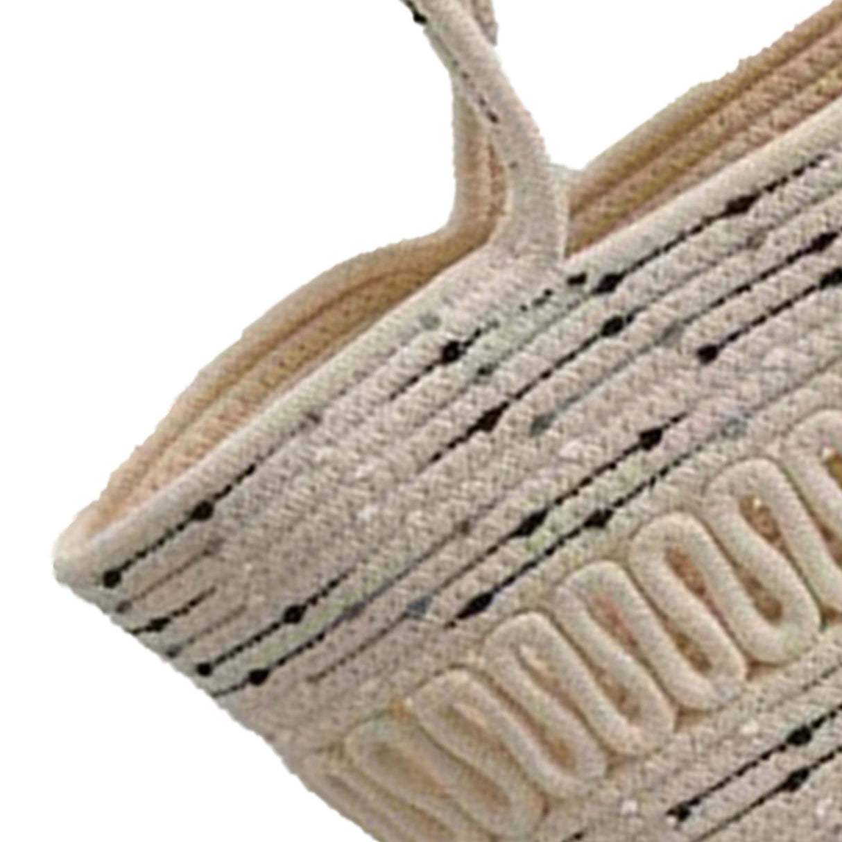 Straw Bag Woven Papyrus Large Capacity Simple Hollow Design Woven Basket Bag for Travel Holiday Black Dots in White