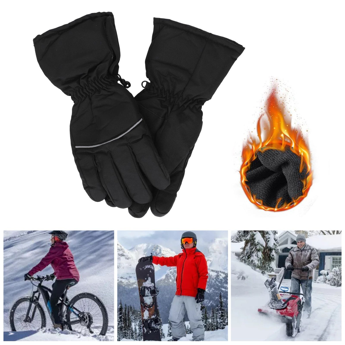 Electric Heated Gloves Winter Insulated Heating Gloves for Outdoor Sports Skiing Riding