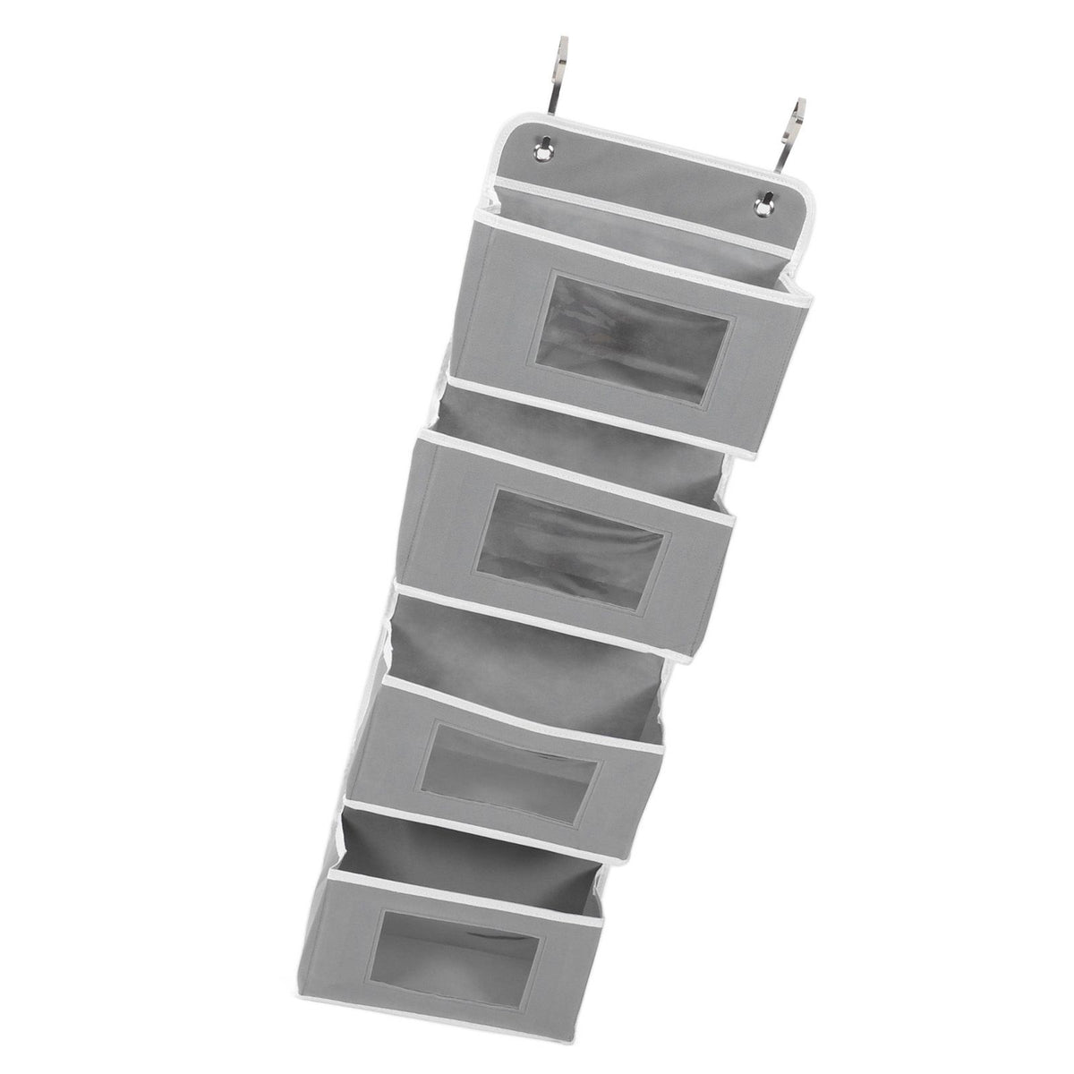 Over Door Hanging Organizer Wall Mount Storage with Hooks for Pantry Nursery Kitchen Closet Dorm Grey 4 Pockets