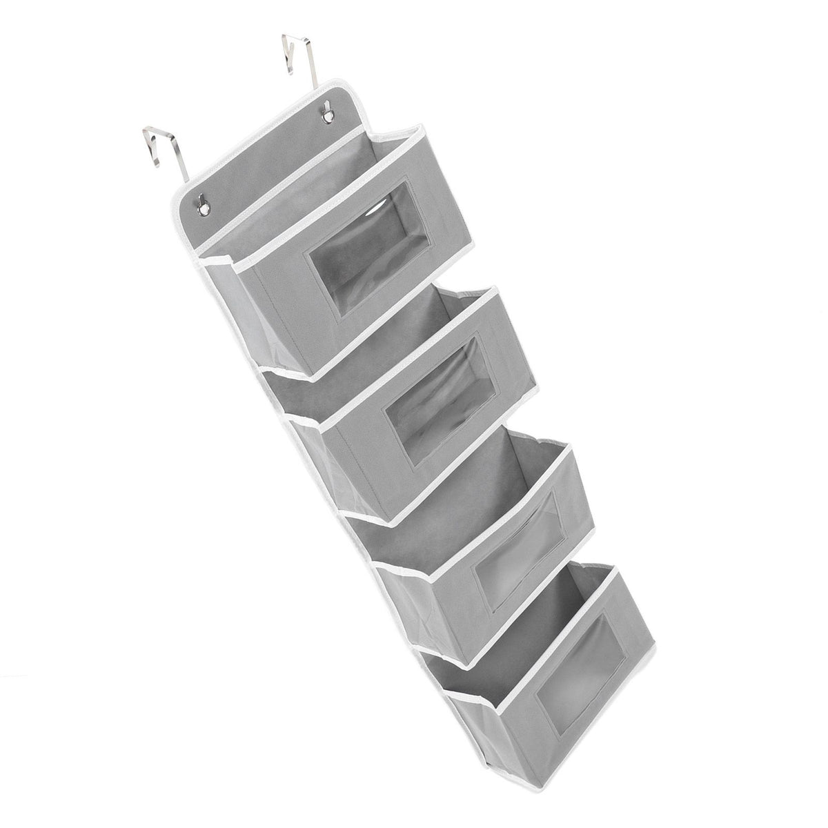 Over Door Hanging Organizer Wall Mount Storage with Hooks for Pantry Nursery Kitchen Closet Dorm Grey 4 Pockets