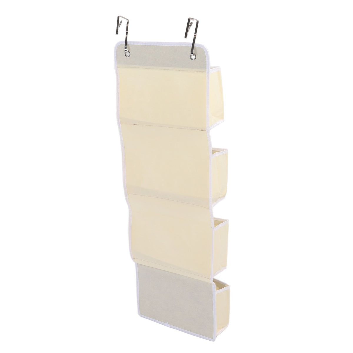 Over Door Hanging Organizer Wall Mount Storage with Hooks for Pantry Nursery Kitchen Closet Dorm Beige 4 Pockets