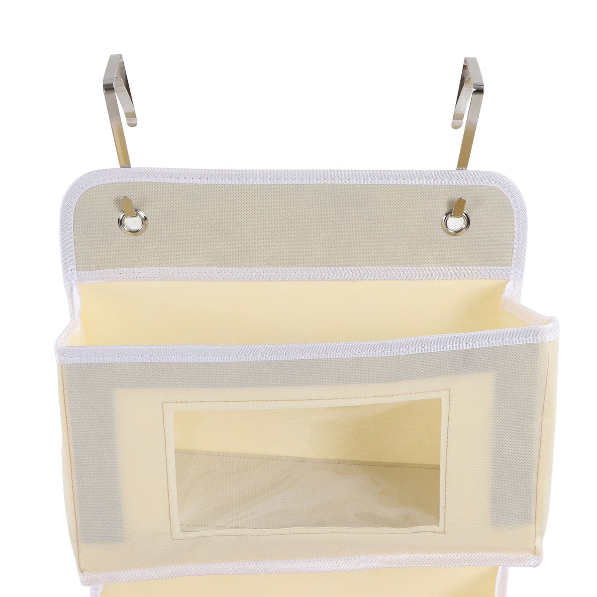 Over Door Hanging Organizer Wall Mount Storage with Hooks for Pantry Nursery Kitchen Closet Dorm Beige 4 Pockets