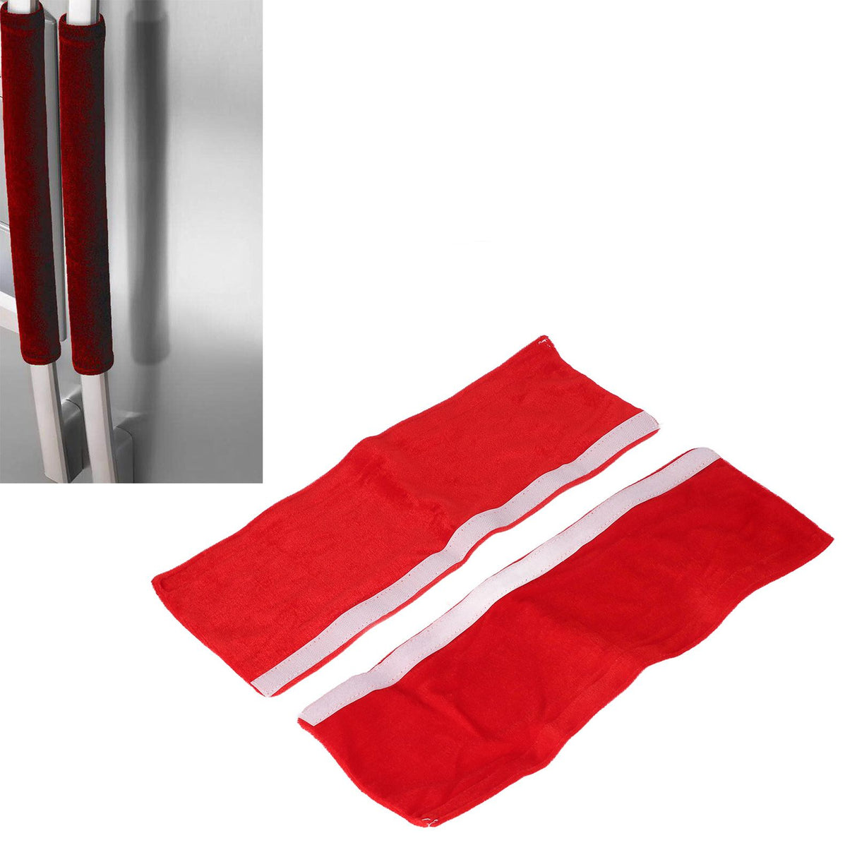 2Pcs Refrigerator Door Handle Covers Kitchen Appliance Decor Non Skid Static Protector Red