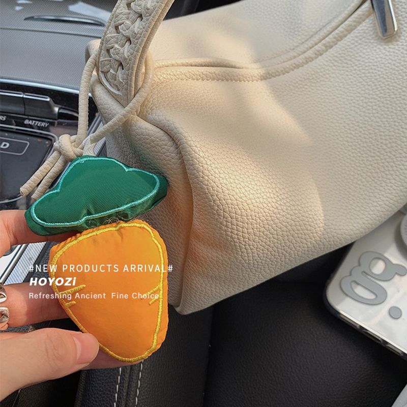 Woman Handbag with Pendant Fashionable Lovely Appearance Bright Pure Color PU Female Shoulder Bag Beige