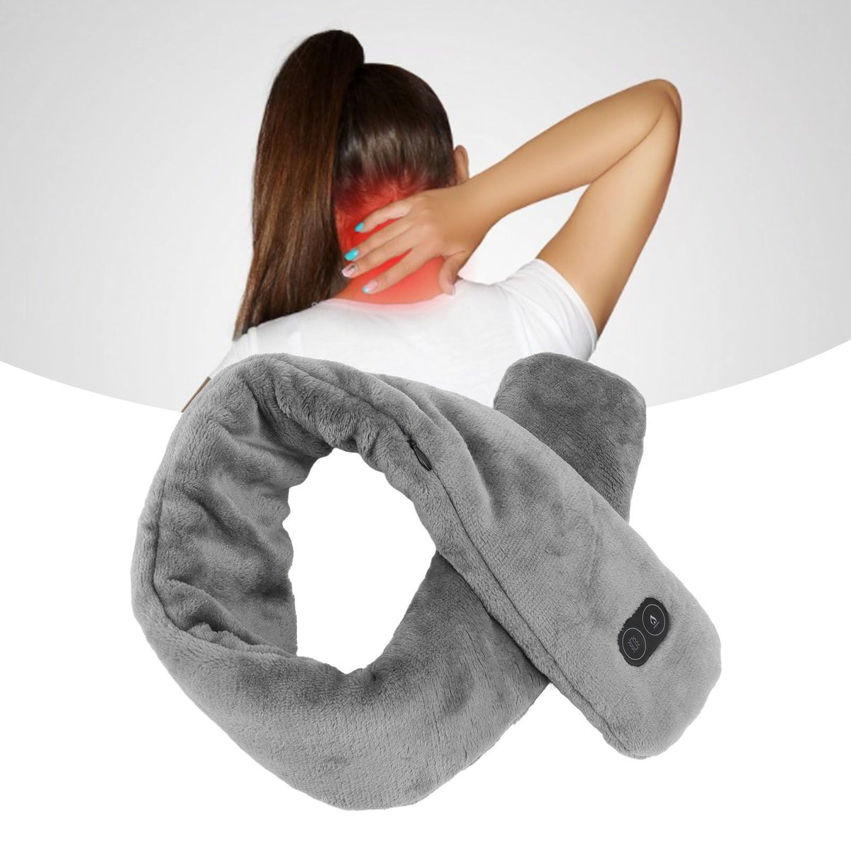 Heating Scarf USB Powered Soft Warm Soreness Relief Vibration Massage Pure Color Heated Neck Wrap for Adult Elderly Dark Gray