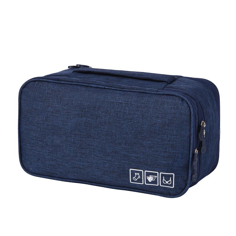 Travel Underwear Organizer Positive Ion Oxford Fabric Large Capacity Travel Bra Organizer for Underwear Women Travel Dark Blue
