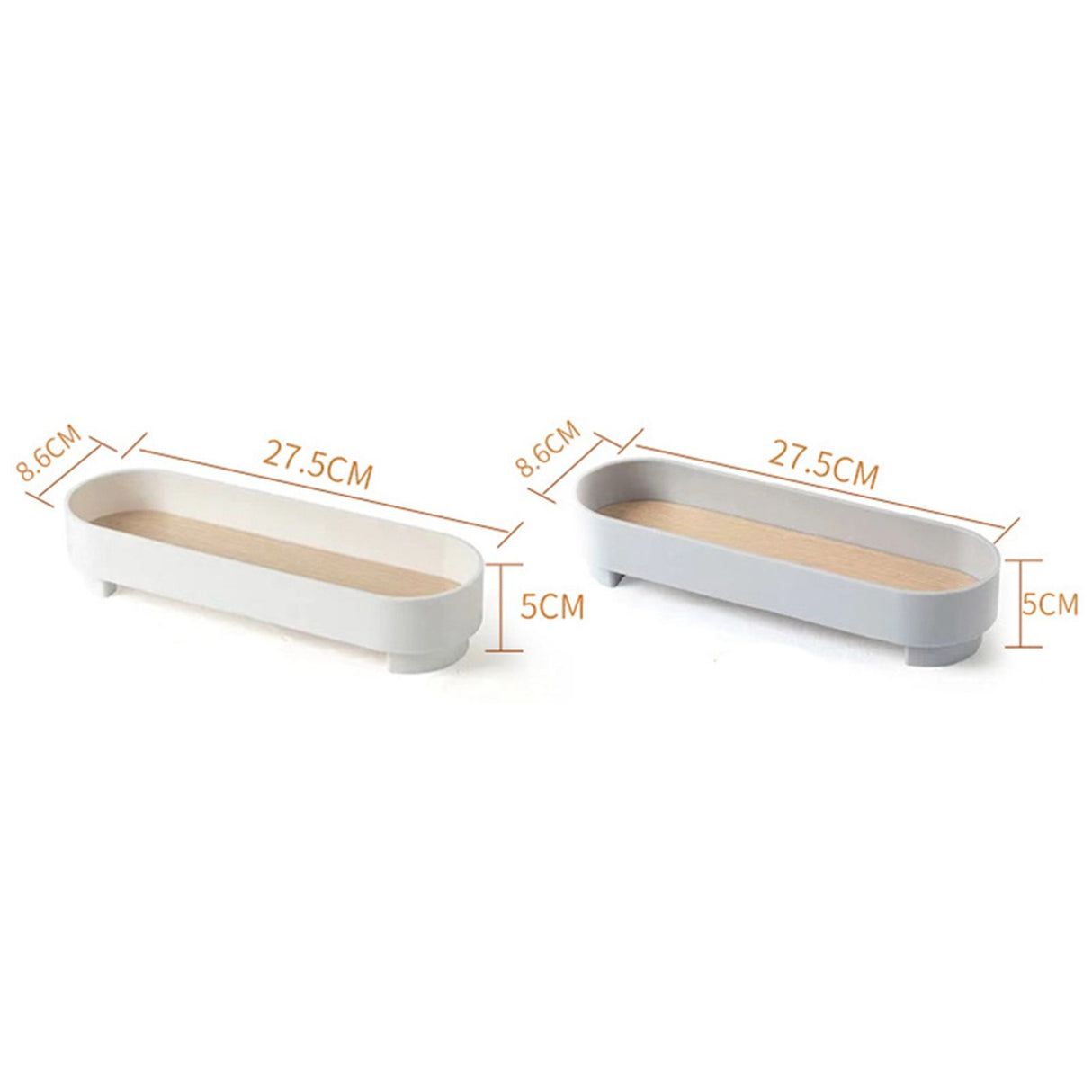 Narrow Arc Tray Simple Fashionable Versatile Decorative Home Oval Serving Storage Tray for Makeup Fragrance Gray