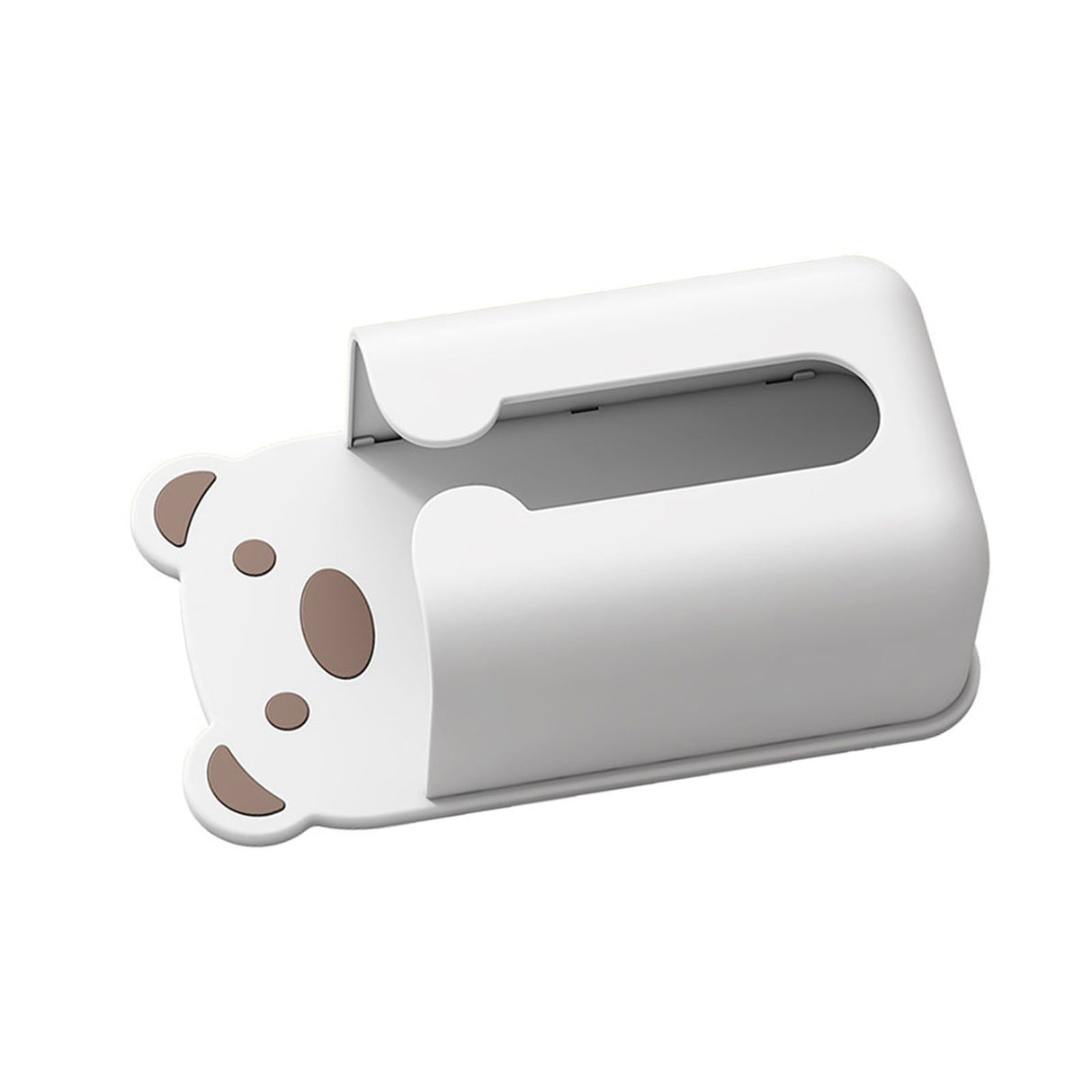 Wall Mounted Tissue Box Punching Free Cute Bear Pattern Plastic Tissue Dispenser for Home Bathroom White Bear Brown