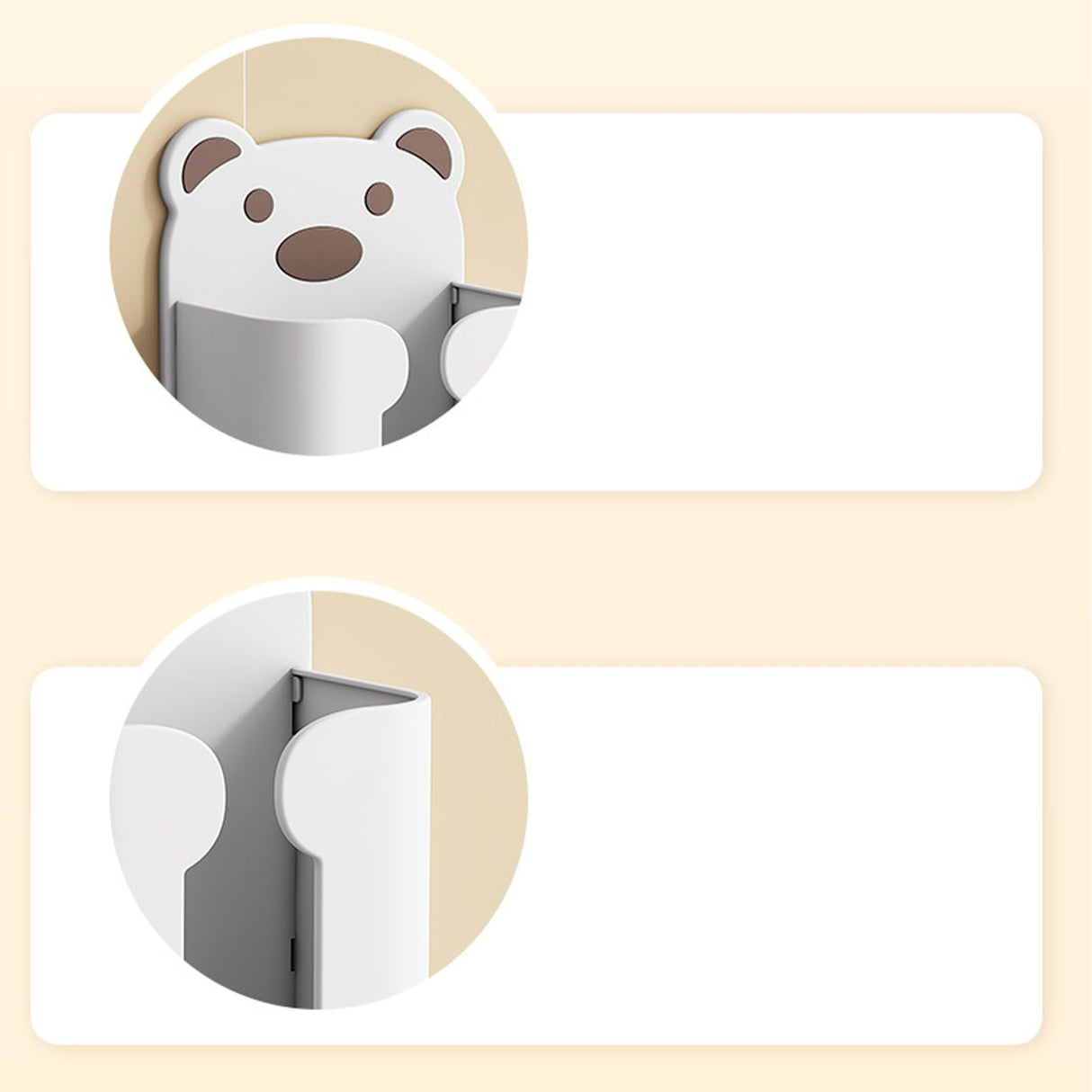 Wall Mounted Tissue Box Punching Free Cute Bear Pattern Plastic Tissue Dispenser for Home Bathroom White Bear Brown