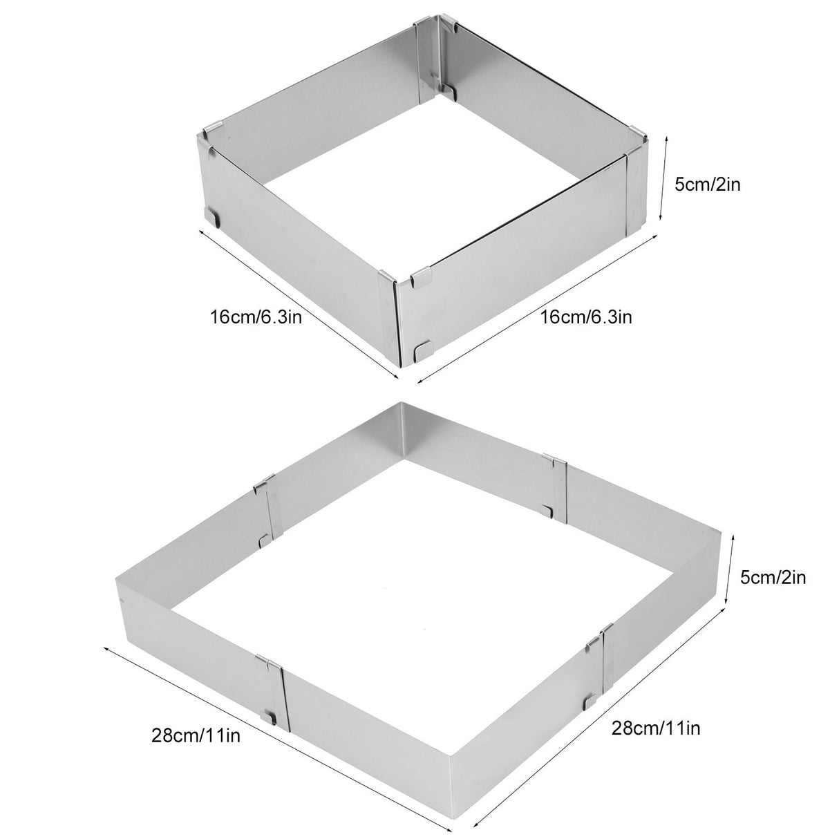 Stainless Steel Square Mousse Ring Retractable Biscuits Cake Mold Kitchen DIY Baking ToolsL 16~28cm