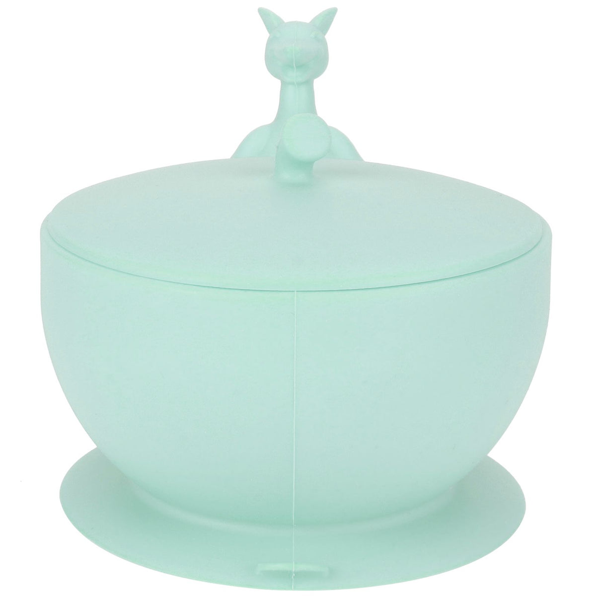 Cute Silicone Baby Feeding Bowl Spoon Set with Suction Base Non-Slip Tableware for InfantLight Green