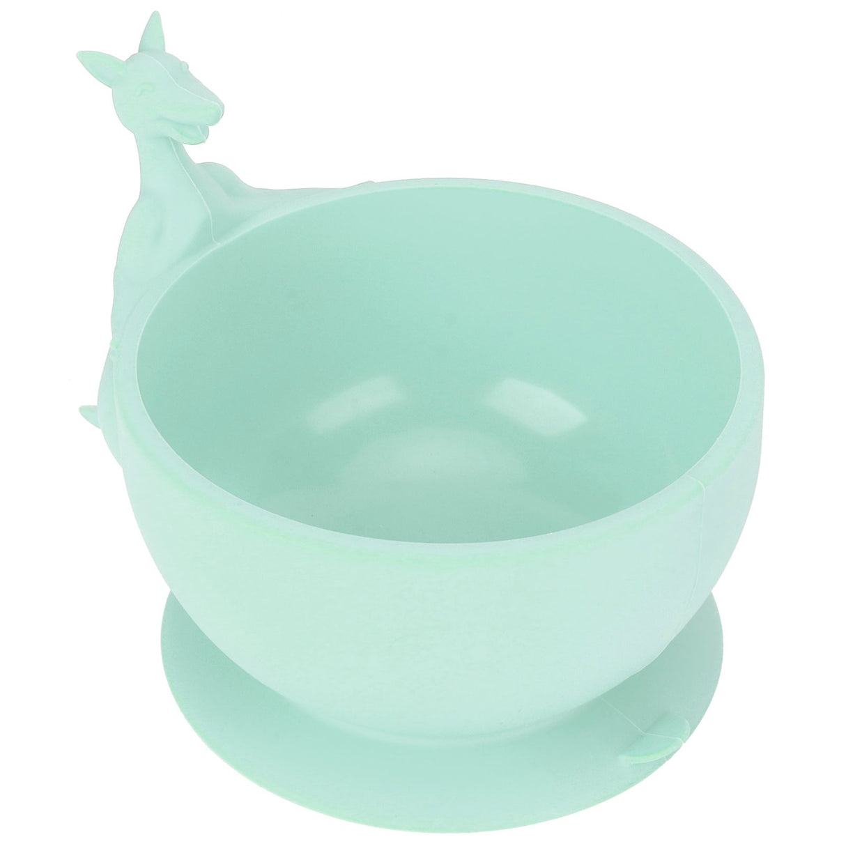 Cute Silicone Baby Feeding Bowl Spoon Set with Suction Base Non-Slip Tableware for InfantLight Green