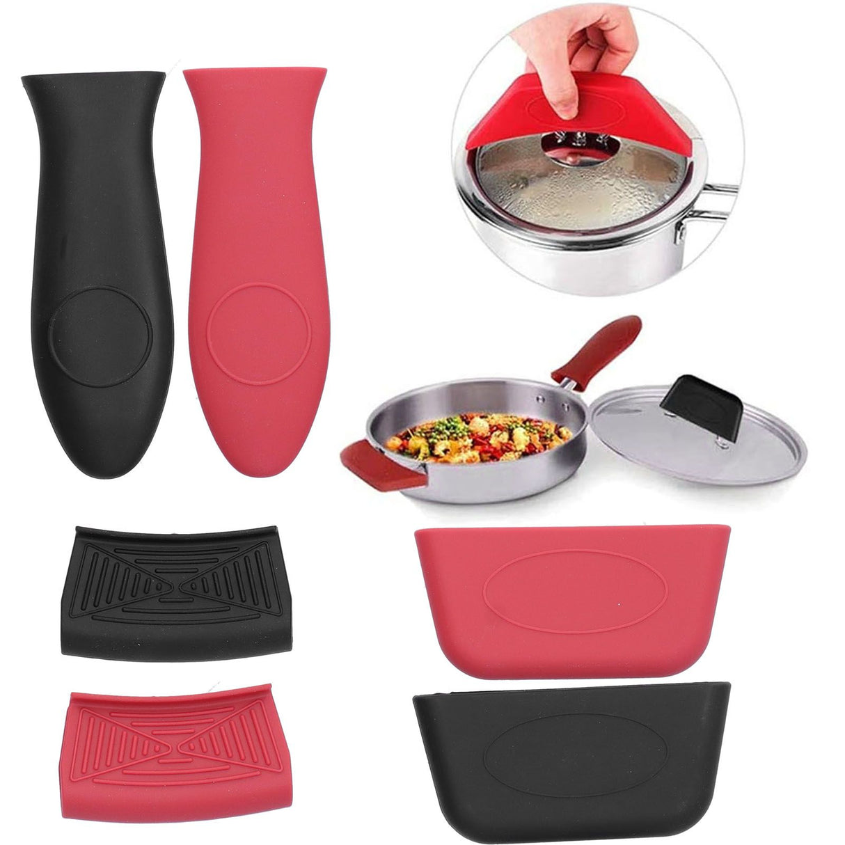 6Pcs set Pot Handle Sleeve Holder Thicken Silicone AntiScalding Kit Kitchen Supplies