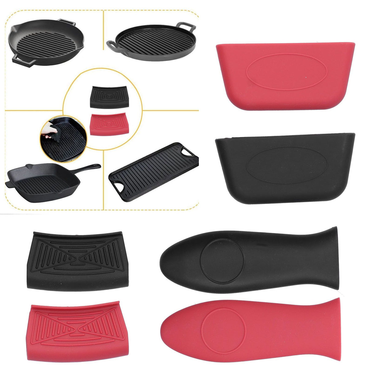 6Pcs set Pot Handle Sleeve Holder Thicken Silicone AntiScalding Kit Kitchen Supplies