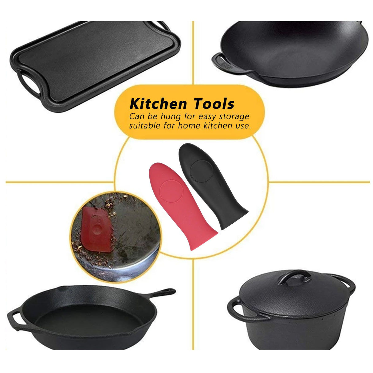 6Pcs set Pot Handle Sleeve Holder Thicken Silicone AntiScalding Kit Kitchen Supplies