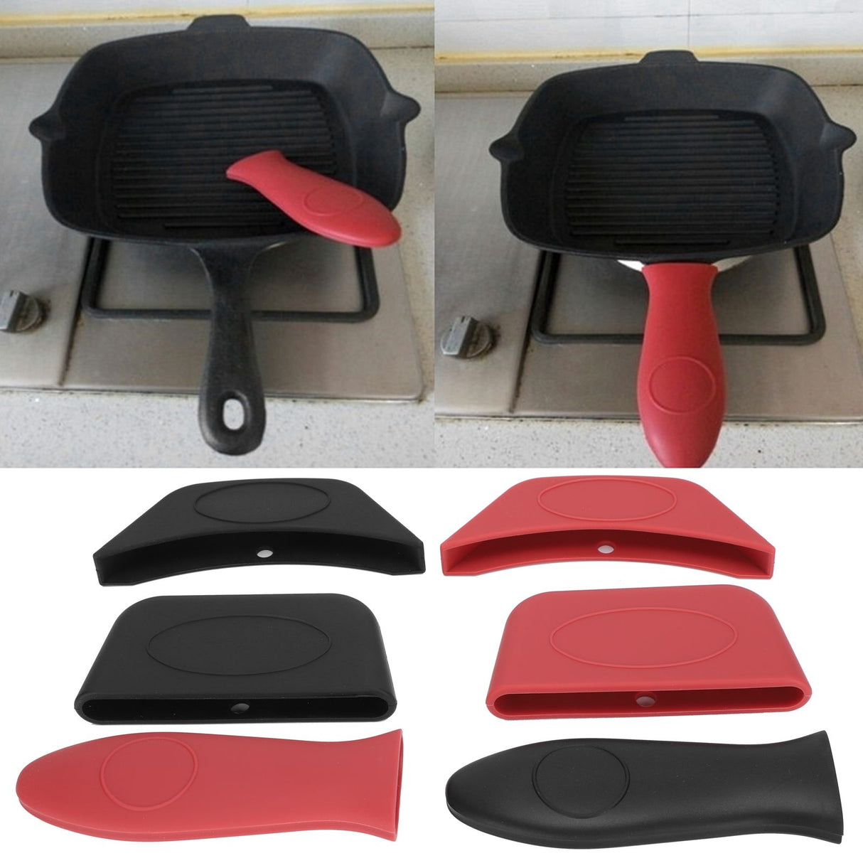 6Pcs set Pot Handle Cover Sleeve Pan Handle Holder Kit Anti Scalding Kitchen Utensils
