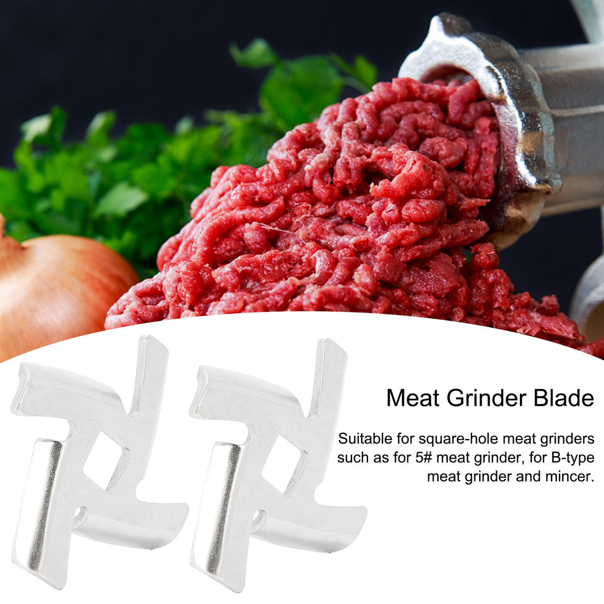 2Pcs Meat Grinder Blade 304 Stainless Steel Grinding Plate Disc Accessory for 5#/B Type Grinder(8MM Square Hole Crossed Blade )