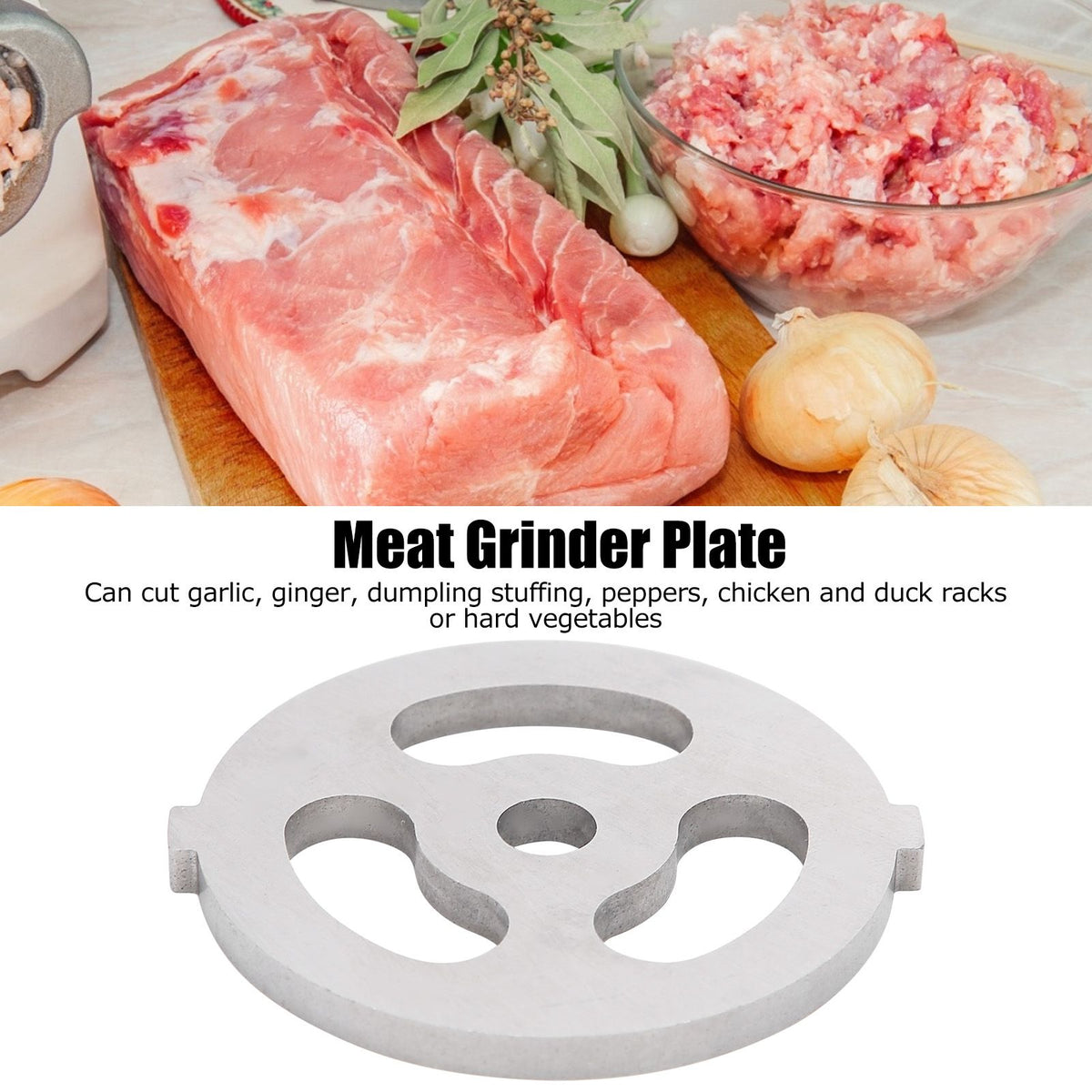 2pcs Meat Grinder Blade 304 Stainless Steel Cutting Plate 7mm/0.3in ID for 5#/B Type Meat Grinder(3 Holes Knife Plate )