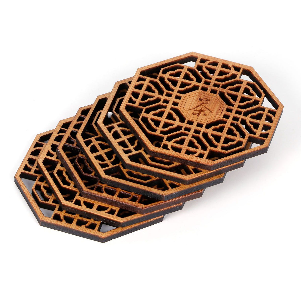 6PCS Bamboo Coaster Teacup Mat AntiScald Heat Insulation Pad Tea Ceremony Supplies(Type 1 )