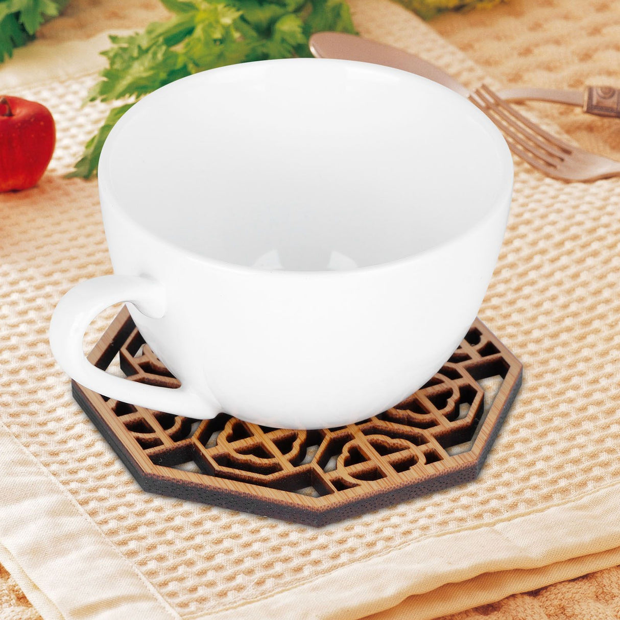 6PCS Bamboo Coaster Teacup Mat AntiScald Heat Insulation Pad Tea Ceremony Supplies(Type 1 )