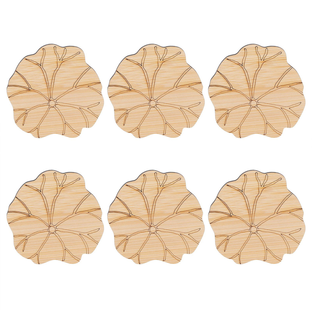 6Pcs/Set Teacup Mat Bamboo Coaster Heat Insulated Cup Pad Drinkware Tabletop AccessoryLotus Leaf Type