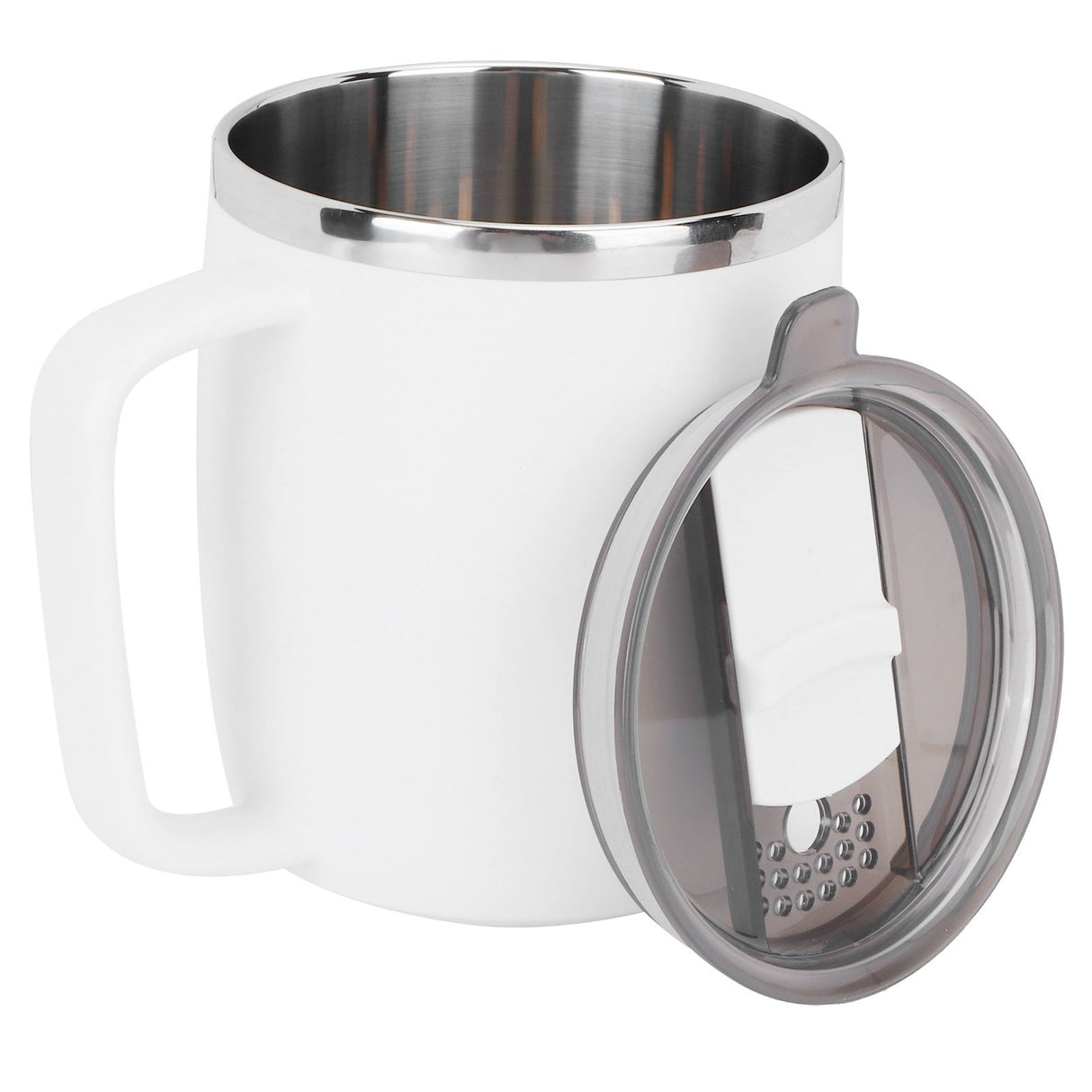 400ml Coffee Mug Stainless Steel Anti Scalding Water Cup with Lid for Home Office Wonderful Gift(White )
