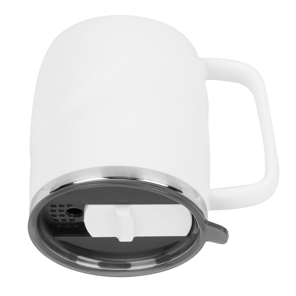 400ml Coffee Mug Stainless Steel Anti Scalding Water Cup with Lid for Home Office Wonderful Gift(White )