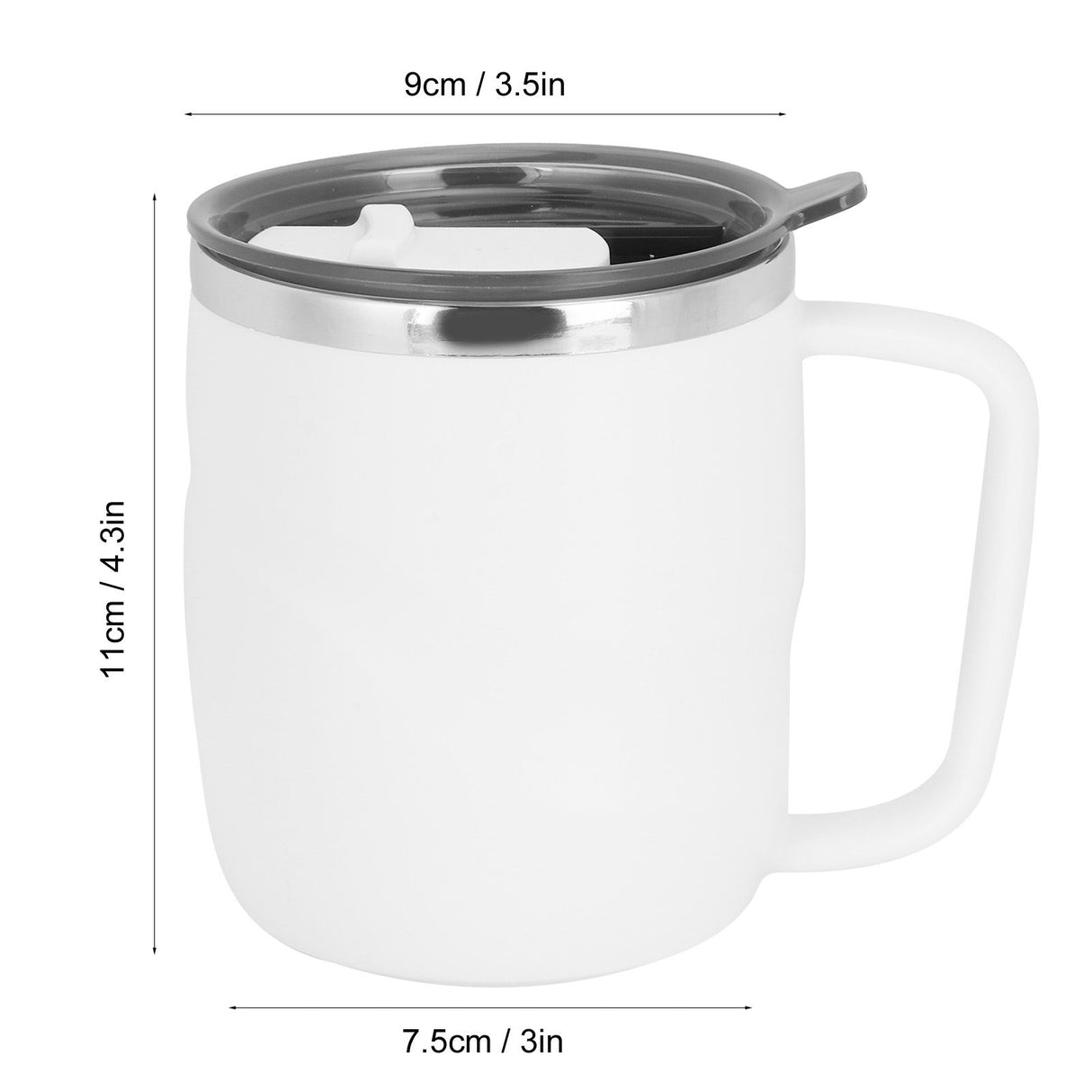 400ml Coffee Mug Stainless Steel Anti Scalding Water Cup with Lid for Home Office Wonderful Gift(White )