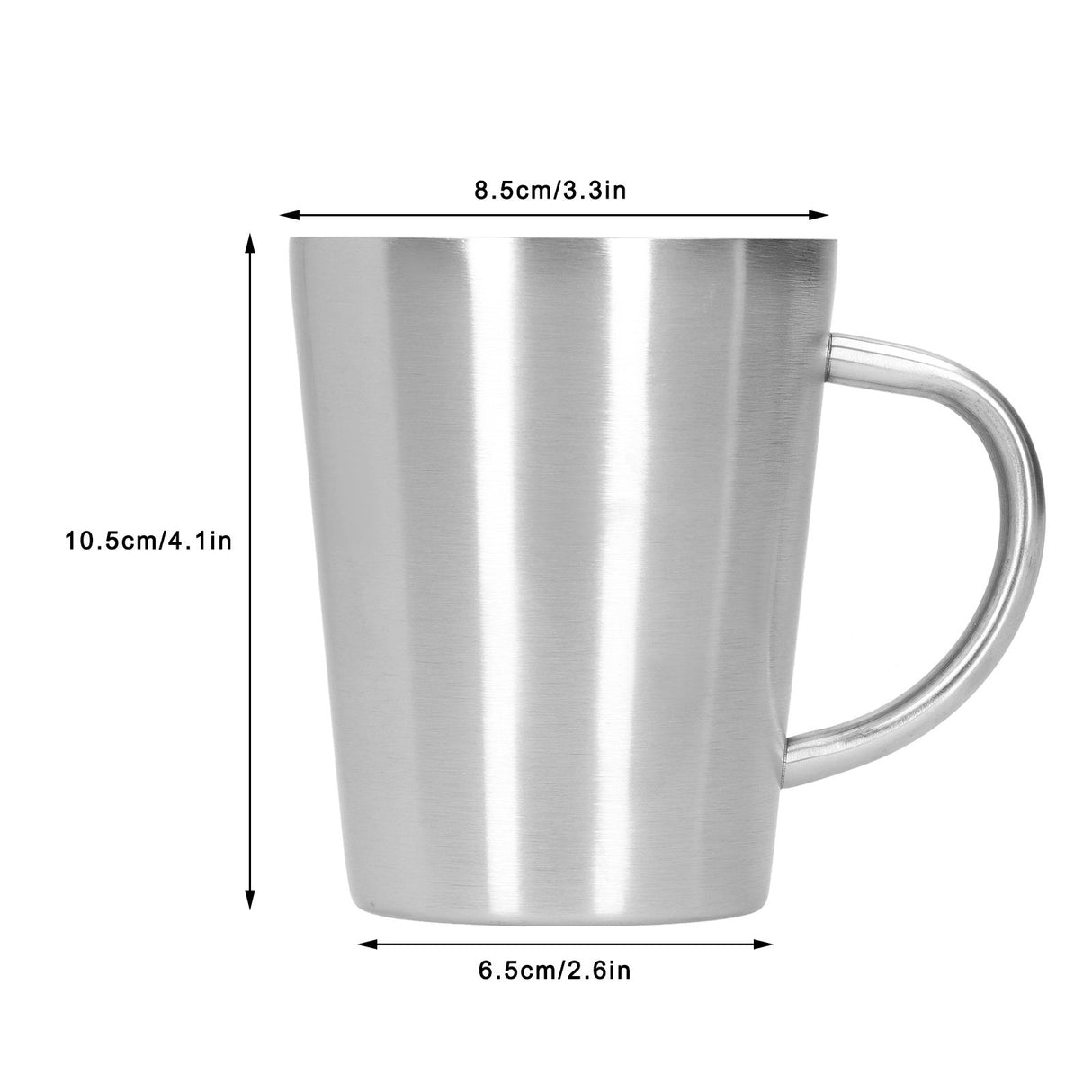 340ml 304 Stainless Steel Beer Mug Coffee Water Cup with Handgrip Double Wall DrinkwareStainless Steel Color