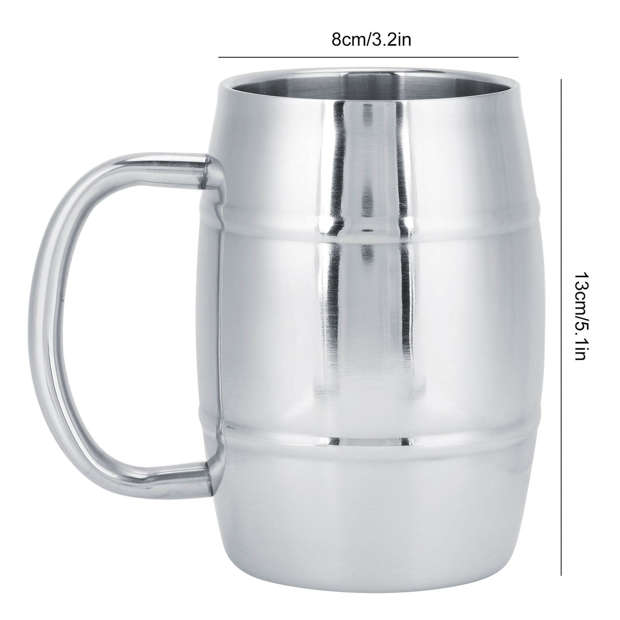 470ml 304 DoubleLayer Stainless Steel Beer Mug Outdoor Camping Tea Coffee Cup with Handle