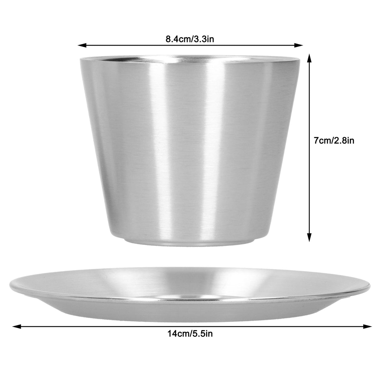 Stainless Steel Coffee Cup Set Double Walled Coffee Mug with Saucer Tea Mug Drinkware
