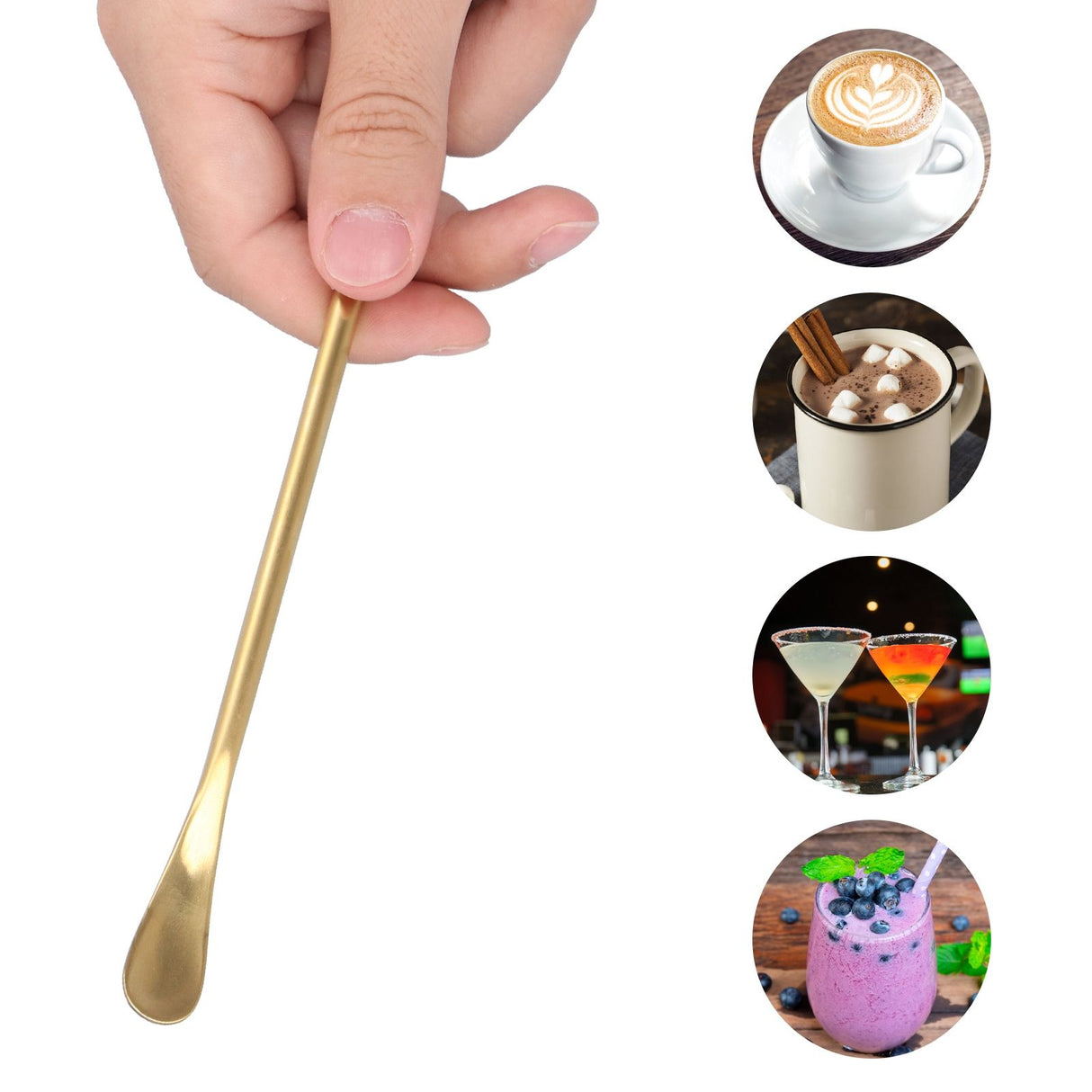 304 Stainless Steel Long Handle Brushed Stirring Spoon Cocktail Coffee Ice Spoon Bartender Tools