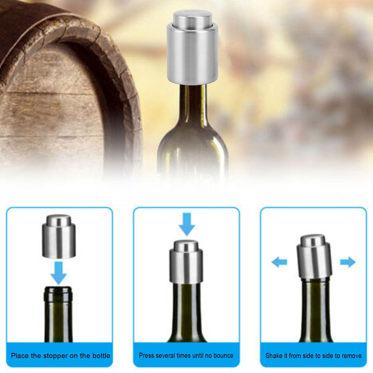Stainless Steel Wine Bottle Stopper Plug Vacuum Red Wine Champagne Cap Sealer AccessoriesL
