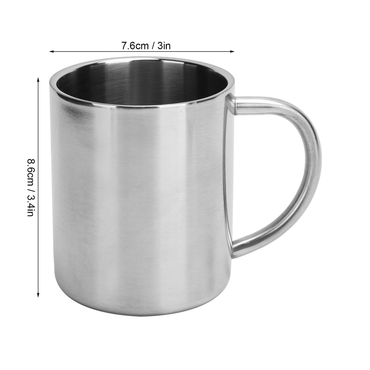 Mug Cup 304 Stainless Steel Sanding Mirror Finish Portable Coffee Cup with Handle 300ml