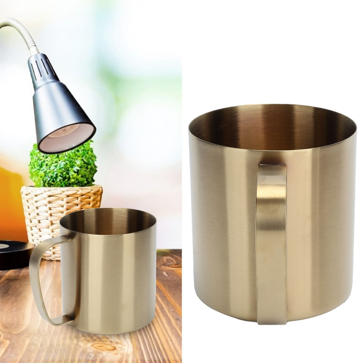 Stainless Steel Office Beer Mug Portable Household Outdoor Water Coffee Cup 480mlGold