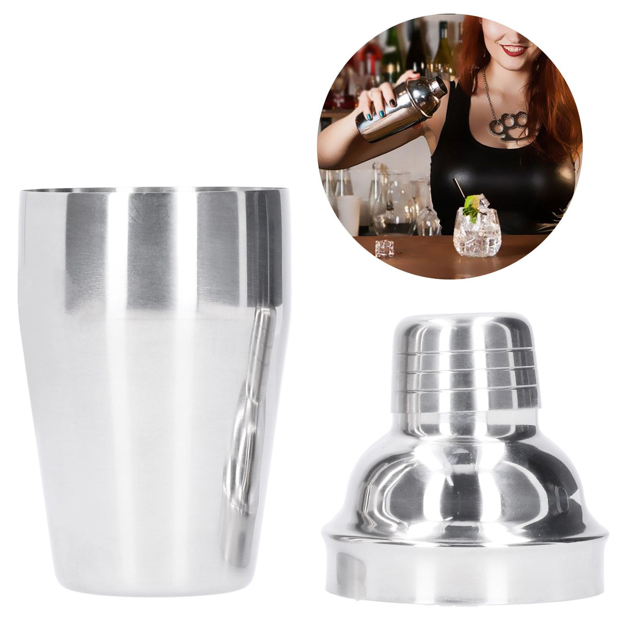 350ml Cocktail Shaker Stainless Steel Wine Drink Mixing Glasses Barware Bartender Tool