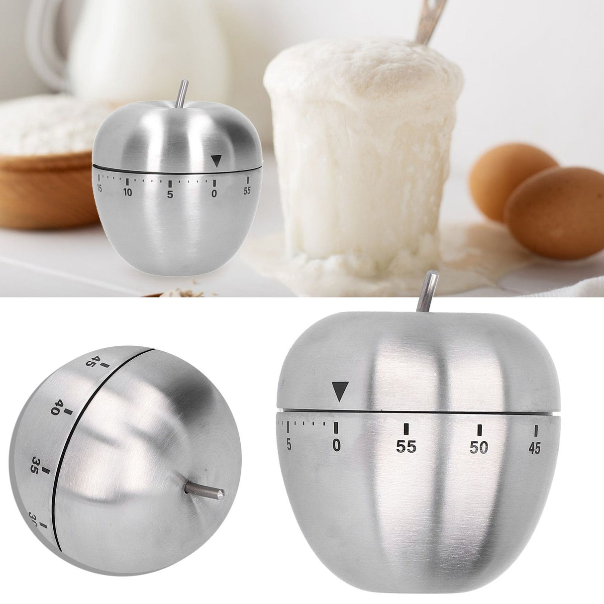 Apple Shaped Timer Stainless Steel Mechanical Cooking Countdown Alarm Timer Kitchen Tool