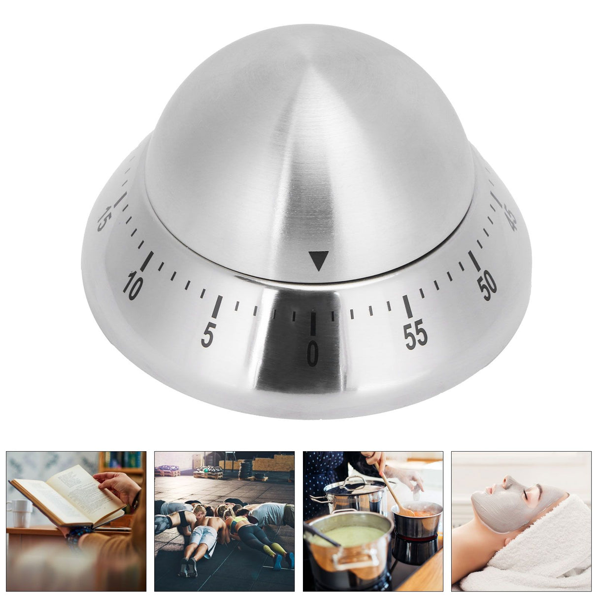 Kitchen Cooking Timer Stainless Steel Mechanical Timer Reminder Time Management ToolsRound
