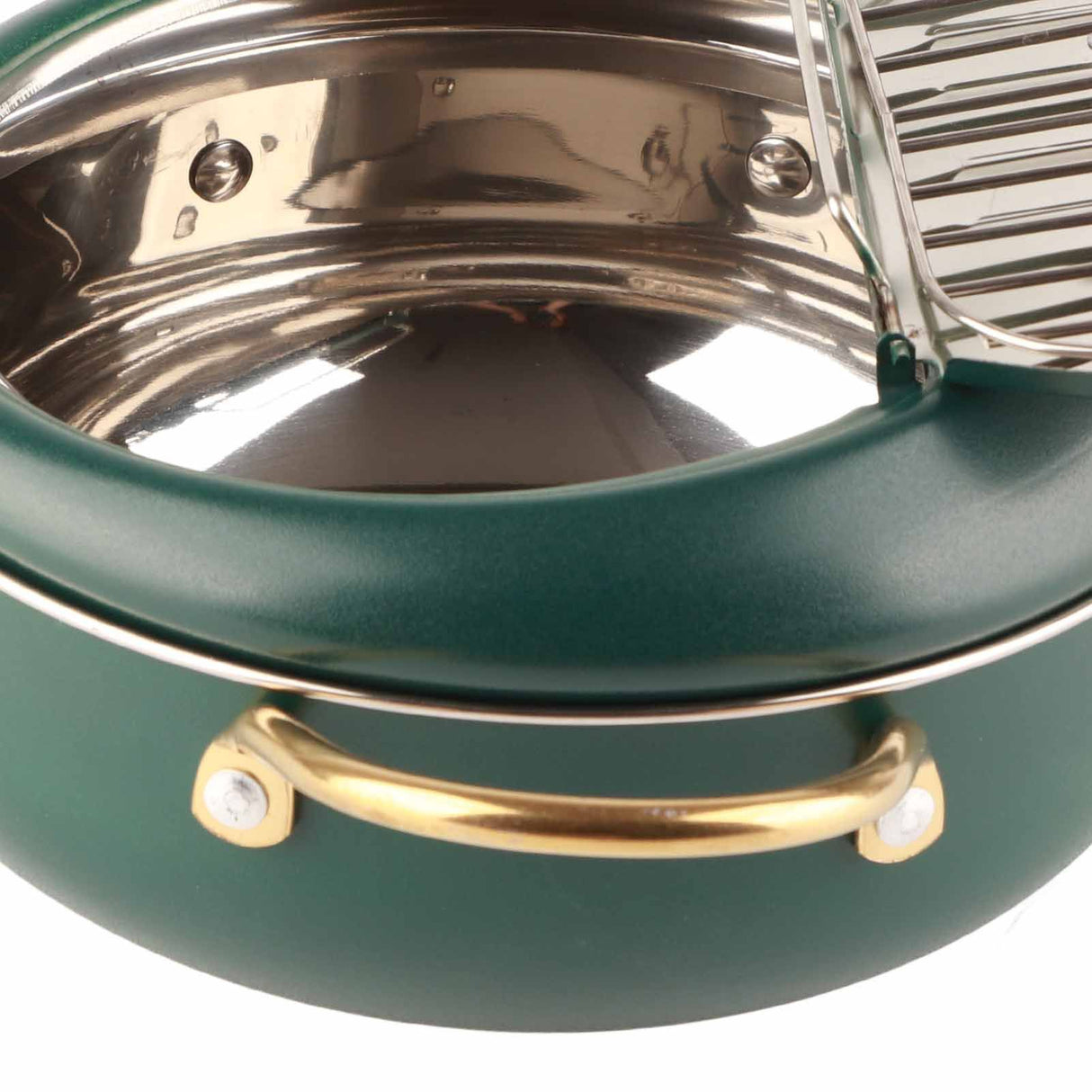 Frying Pot with Thermometer Japanese Stainless Steel Fryer Pan for Induction Cooker Deep Green