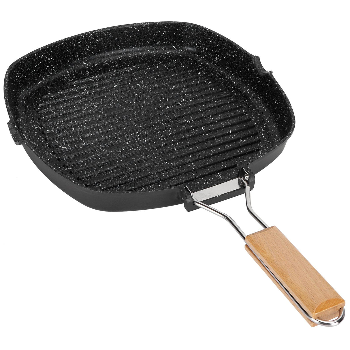 NonStick Practical Frying Pan Steak Skillet BBQ with Foldable Handle Kitchen Supplies(28cm )
