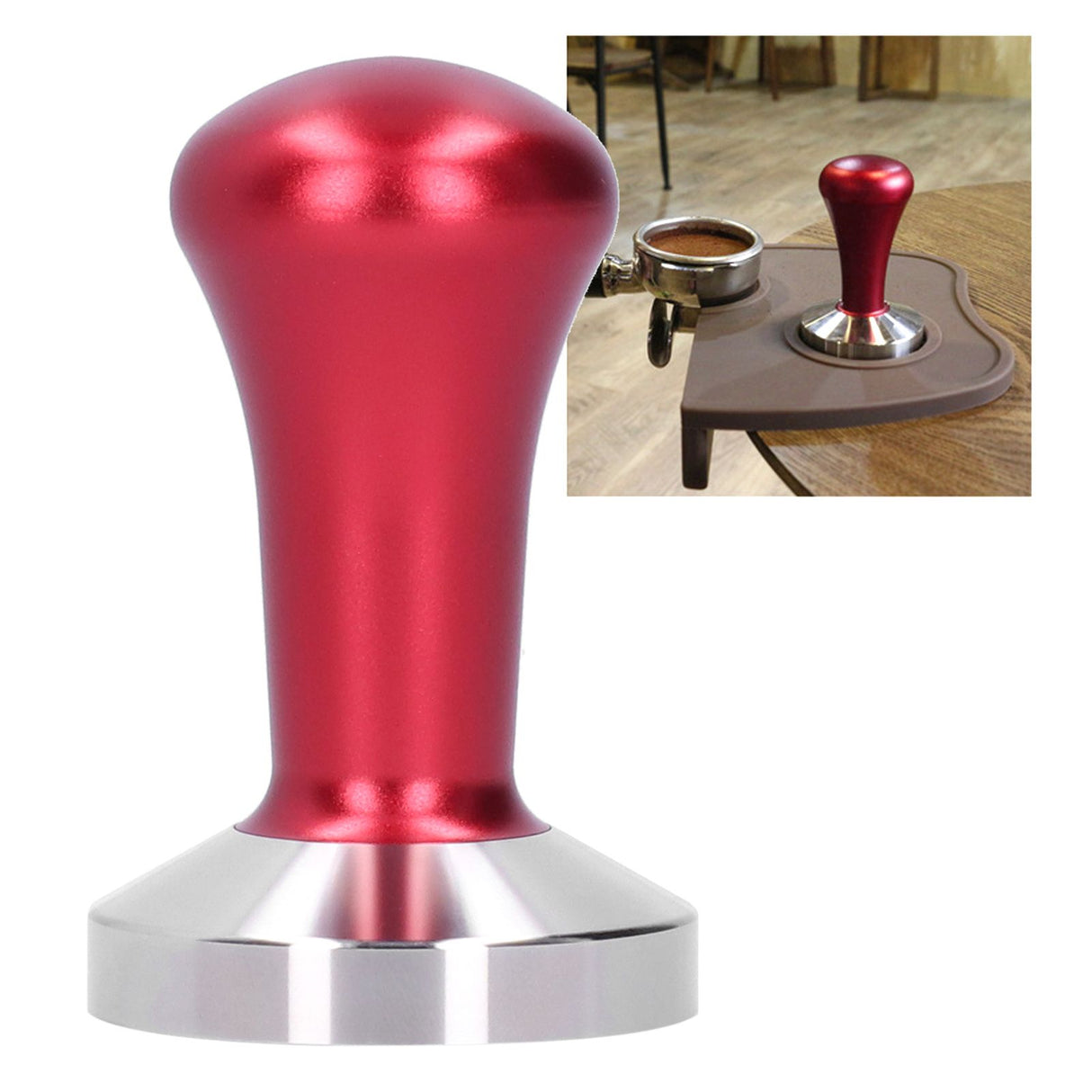 Coffee Tamper Flat Bottom Powder Hand Press Hammer Coffee Making Accessories Kitchen UtensilRed