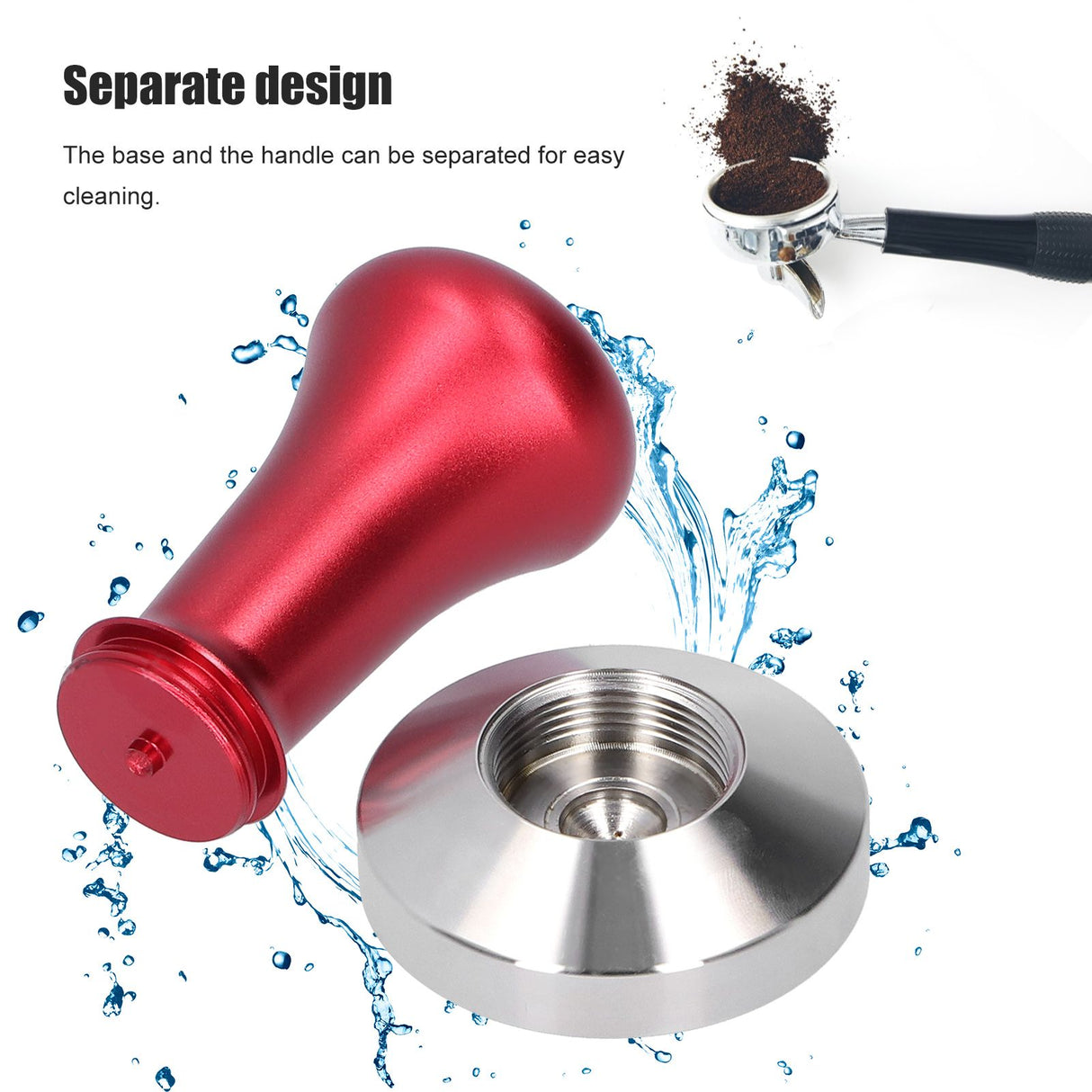 Coffee Tamper Flat Bottom Powder Hand Press Hammer Coffee Making Accessories Kitchen UtensilRed